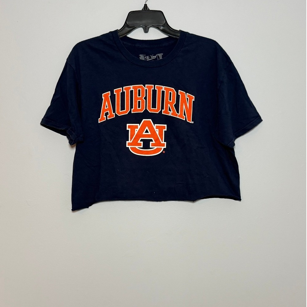 The Victory Auburn Tigers Navy Orange Cropped T-Shirt L 100% Cotton